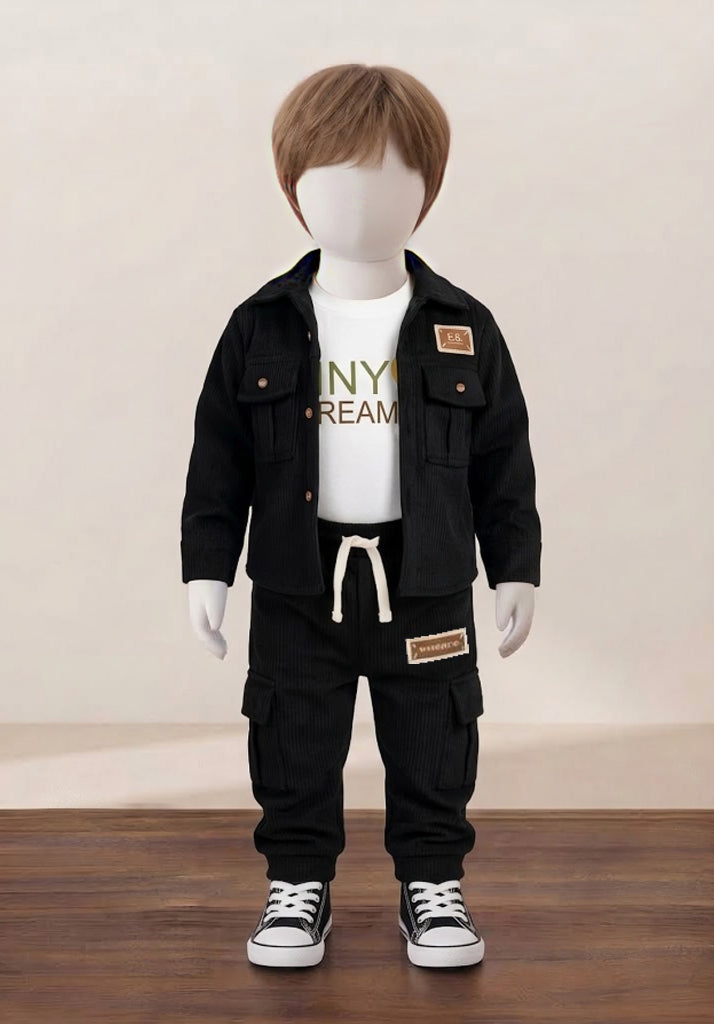 Kid’s Leather-Patch Corduroy Cargo Set