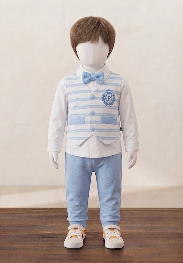 P Bow Jacquard Waistcoat & Bowtie Formal Set