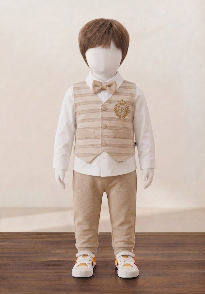 P Bow Jacquard Waistcoat & Bowtie Formal Set