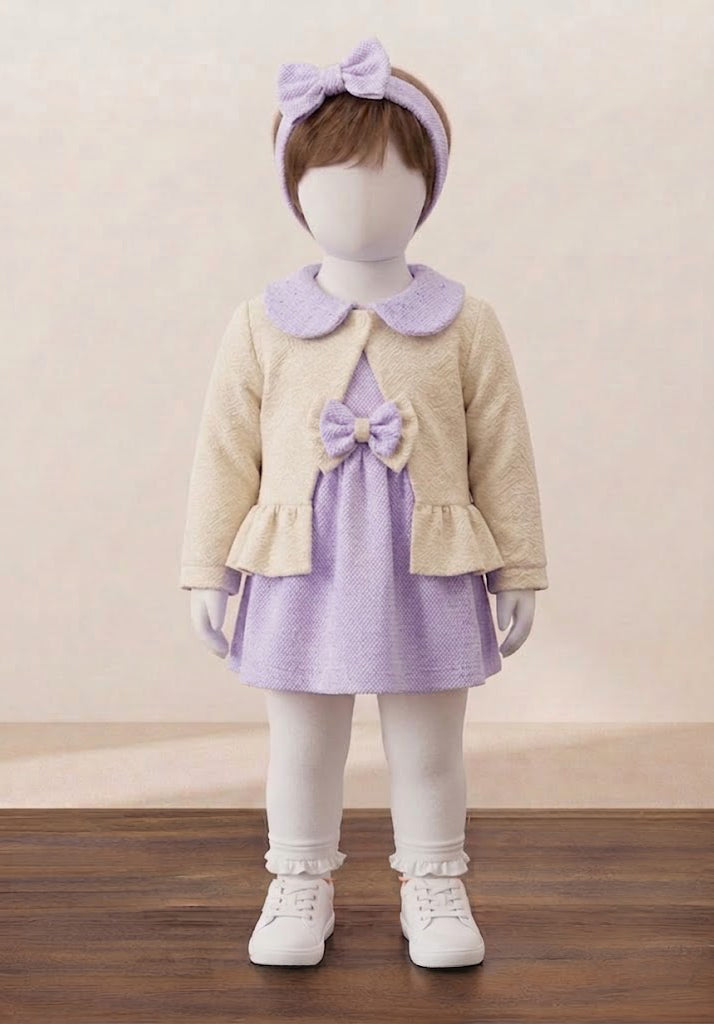 Layered Dress with Ruffle Jacket & Headband Set