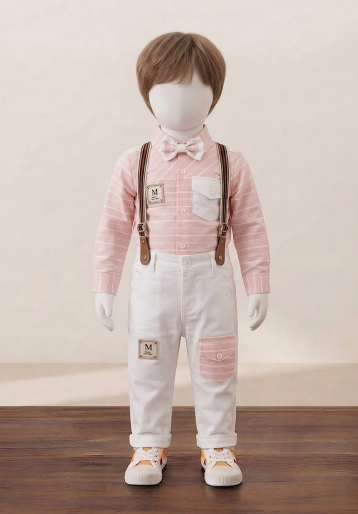 Kid’s Charming Striped Suspender Outfit