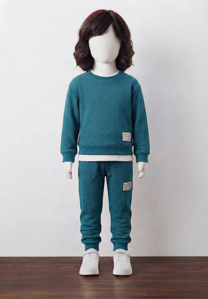 Girl’s Textured Waffle-Knit Tracksuit