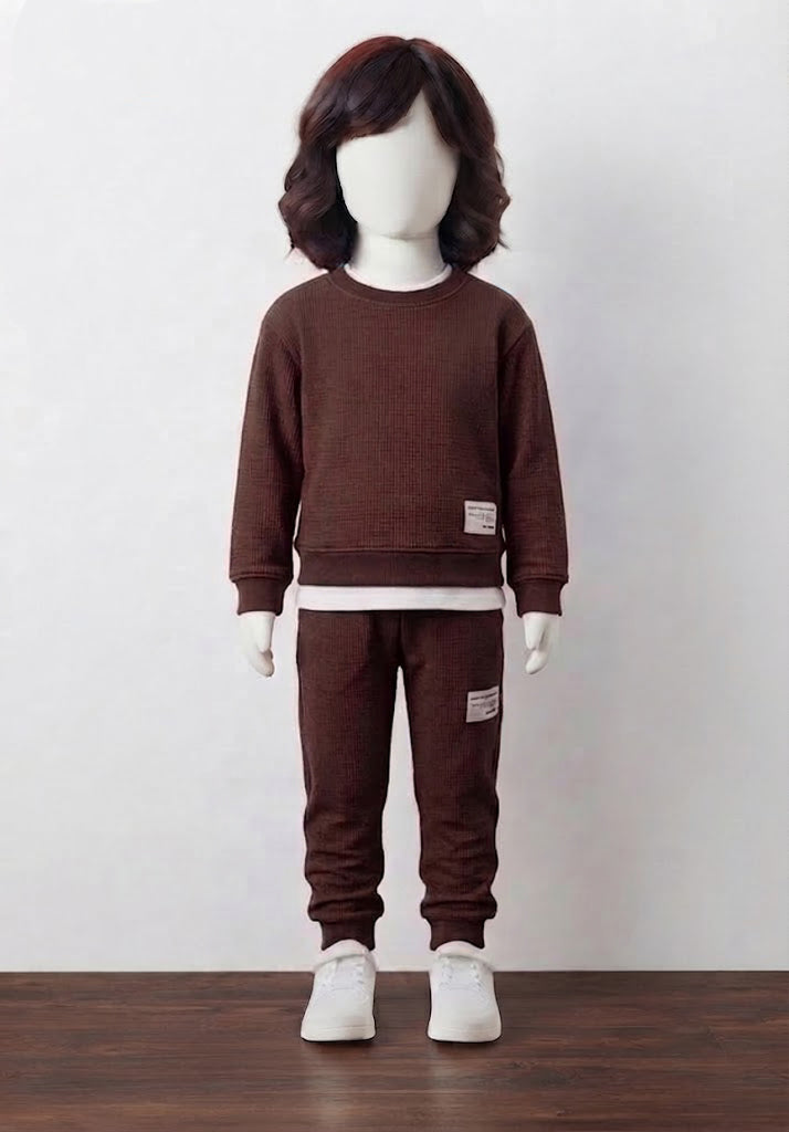 Girl’s Textured Waffle-Knit Tracksuit
