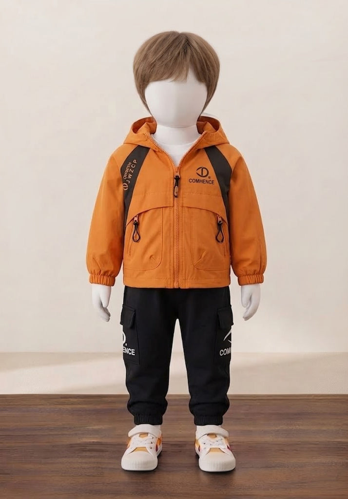 Kid’s Hooded Windbreaker Jacket with Cargo Pants