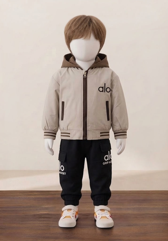 Kid’s Hooded Bomber Jacket with Cargo Pants