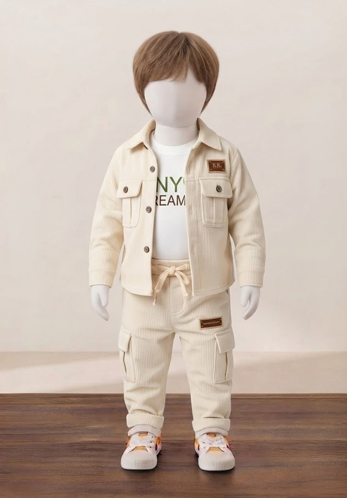 Kid’s Corduroy Shirt Jacket with Cargo Pants